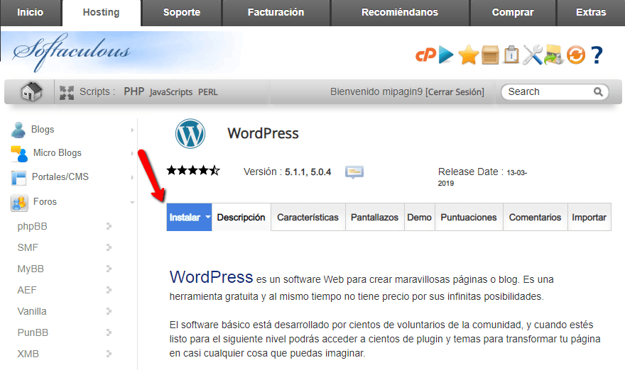 Instalar wordpress
